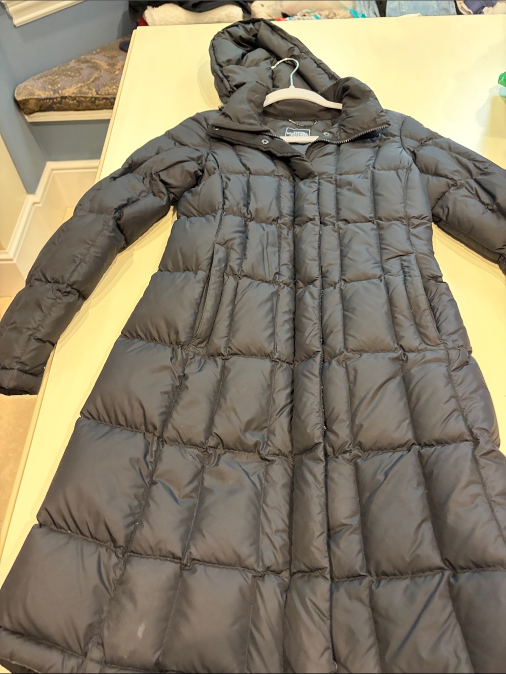 The North Face Women's Long Black Quilted Puffer Coat with Hood